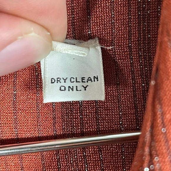 Vintage 70s Orange long Sleeve Shimmery Shirt Dress 10/12 - Picture 5 of 6